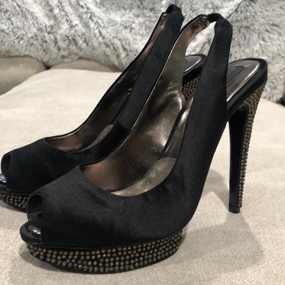 BCBGMaxazria Open Toe Black Heels